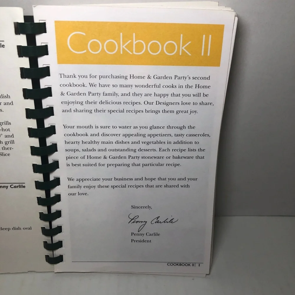 Home & Garden Party Cookbook II (2nd ED) Spiral Bound Cookbook Vintage 90's